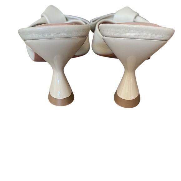 Anthropologie Vicenza Wharton Tan Leather Bow Mule Heels NWOB size 7 - Picture 6 of 11